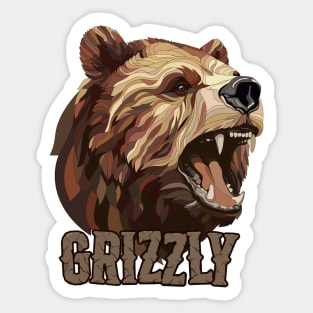 Dangerous grizzly bear. Sticker